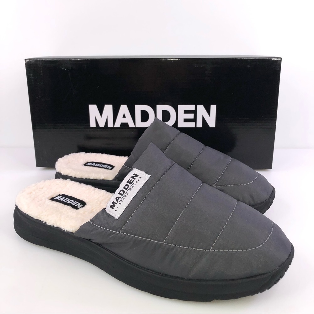 Madden Men Faux Shearling Mule Slippers M-Tochen Grey Fabric